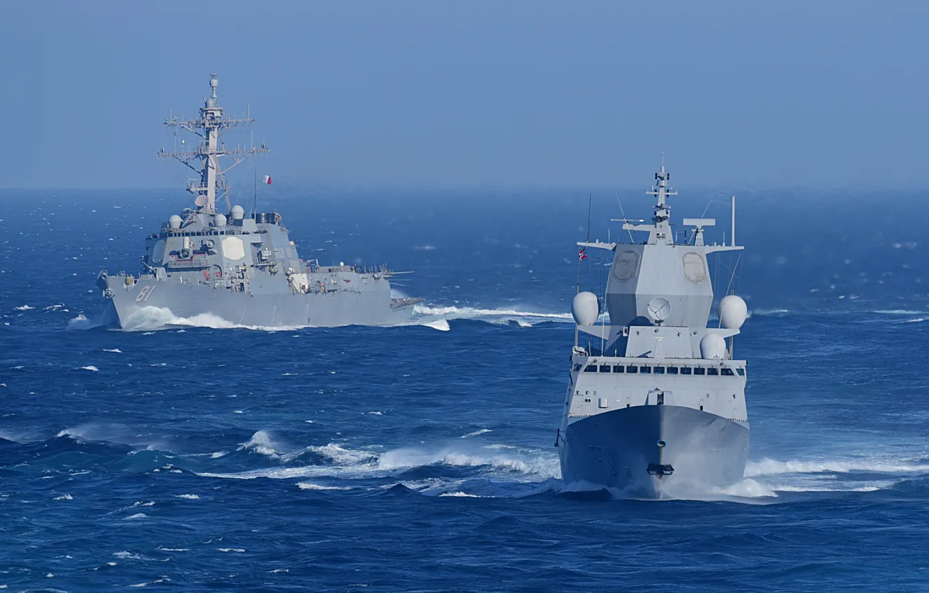 Photo wallpaper ships, exercises, maneuvering, Navy