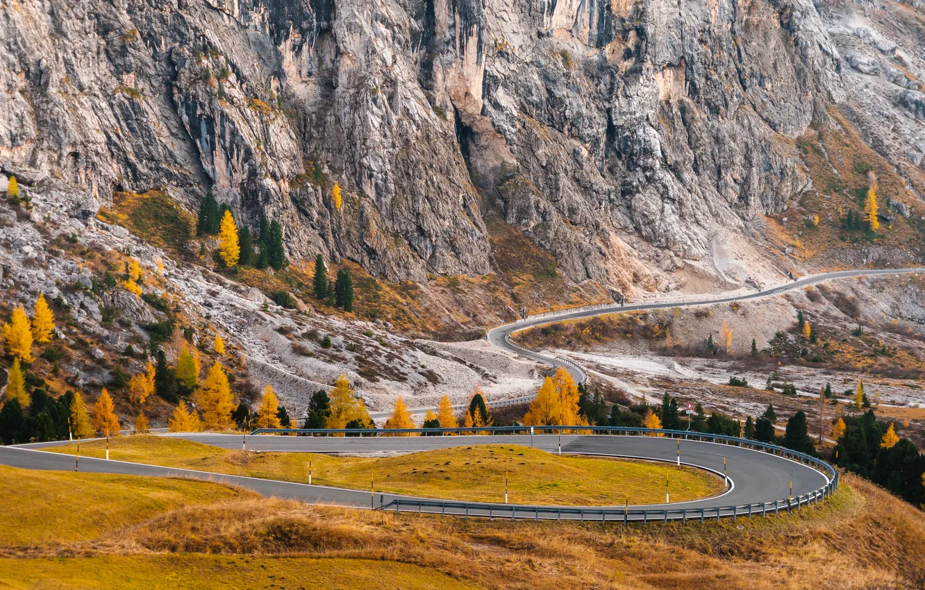 Photo wallpaper road, mountains, asphalt