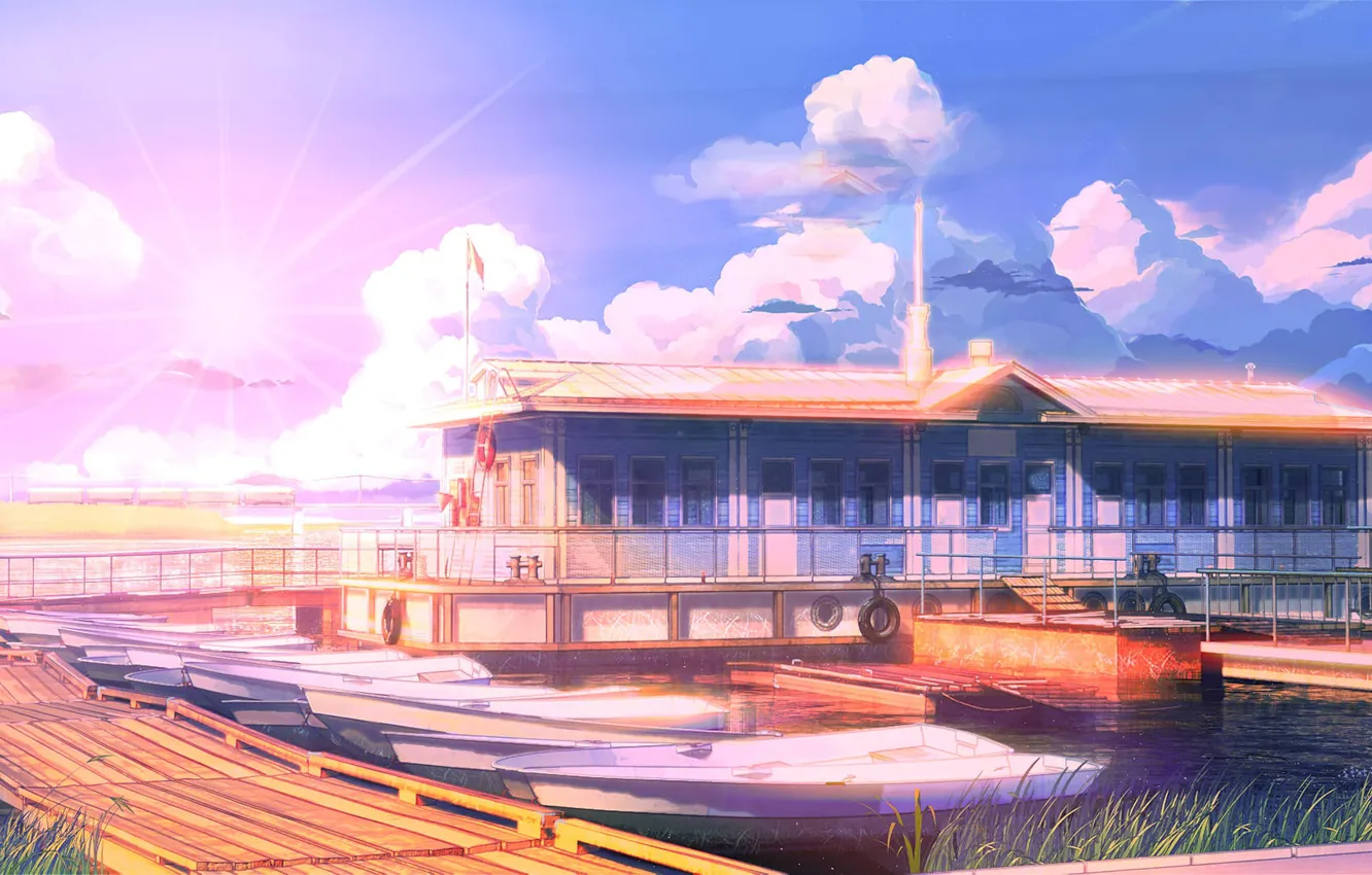 Photo wallpaper landscape, morning, the bridge