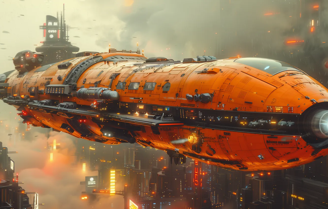 Photo wallpaper fog, future, fiction, UFO, haze, spaceship, the futuristic, aircraft