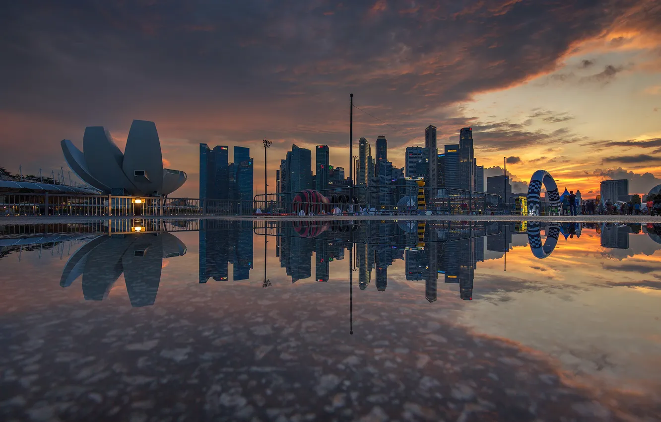 Photo wallpaper home, the evening, panorama, Singapore