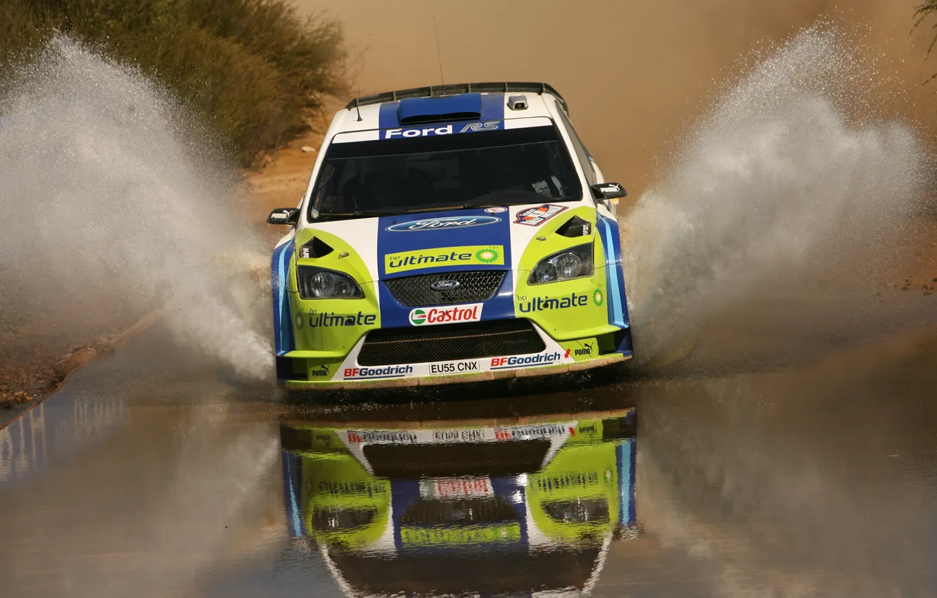 Photo wallpaper water, squirt, rally, wrc, ford focus