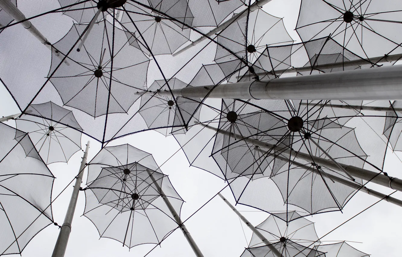 Photo wallpaper decoration, umbrellas, gray, miscellaneous, 2k hd background