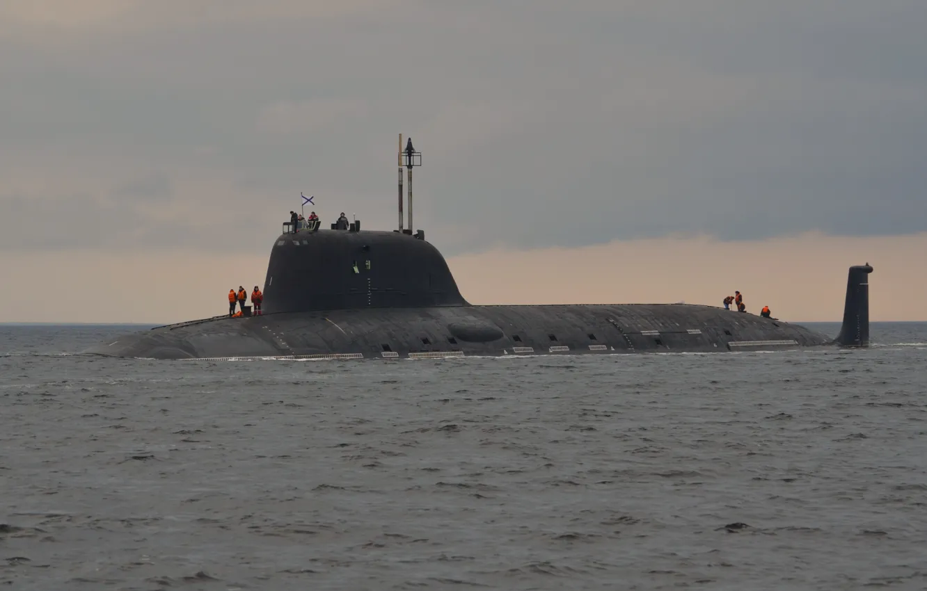 Photo wallpaper boat, Navy, underwater, atomic, ash, project 855