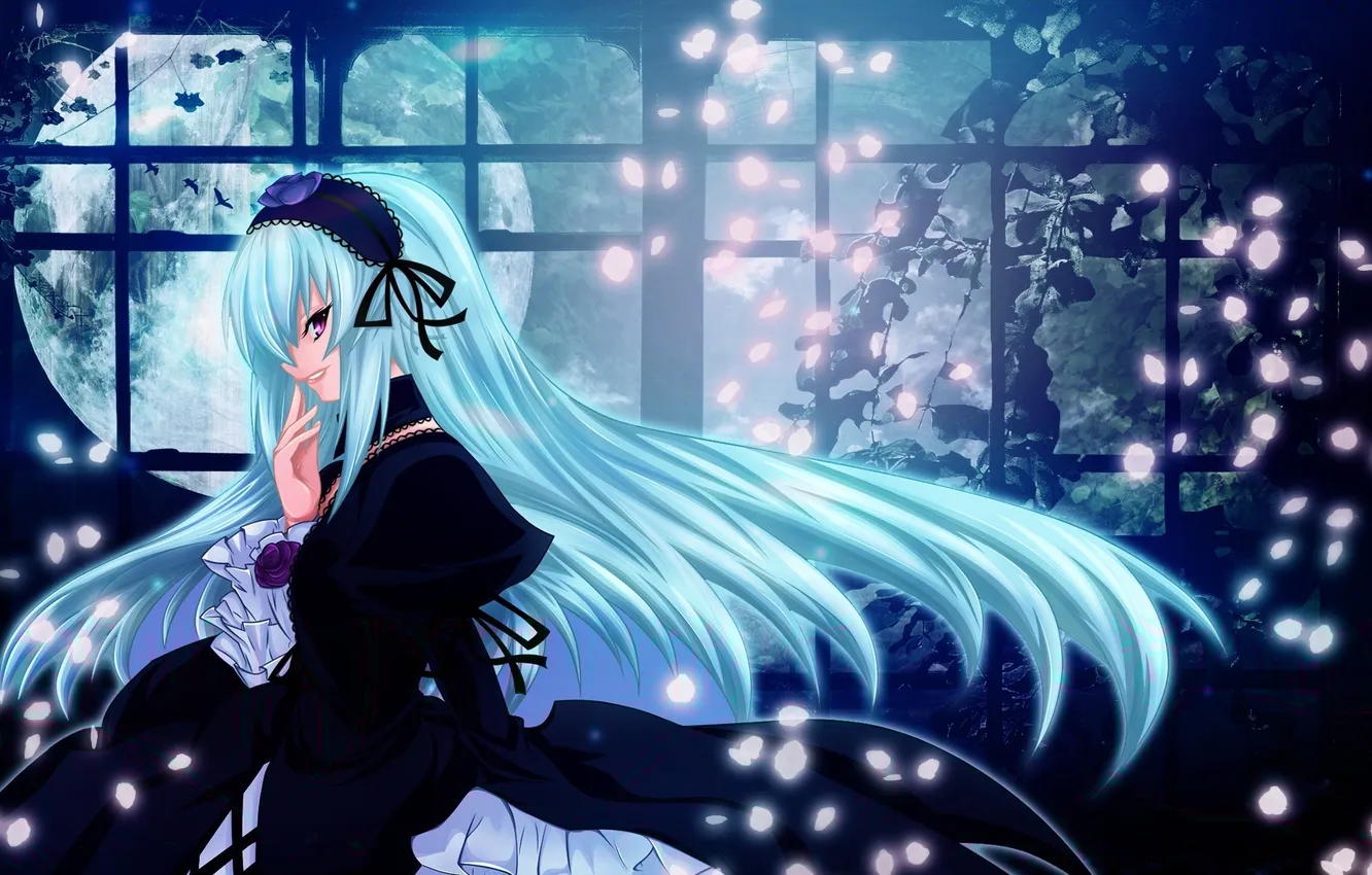 Photo wallpaper girl, anime, art, hairstyle, rozen maiden, suigintou, blue hair