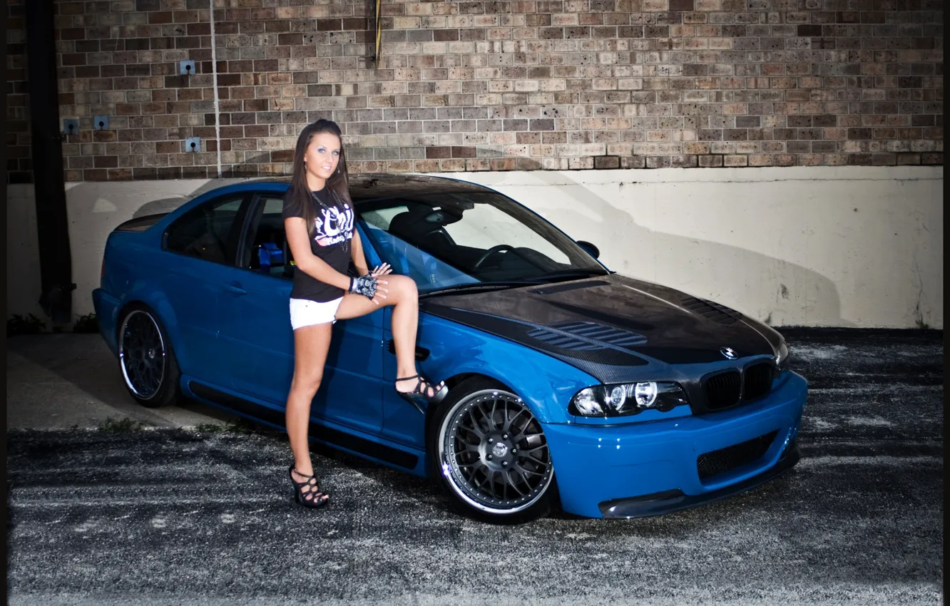Photo wallpaper auto, look, girl, BMW, drives