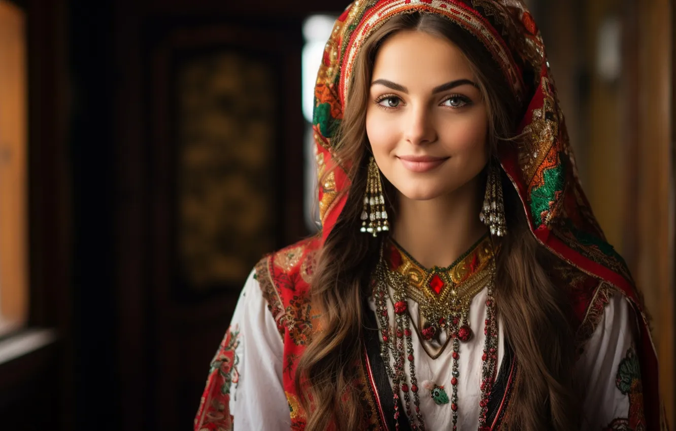 Photo wallpaper look, girl, face, portrait, AI art, neural network