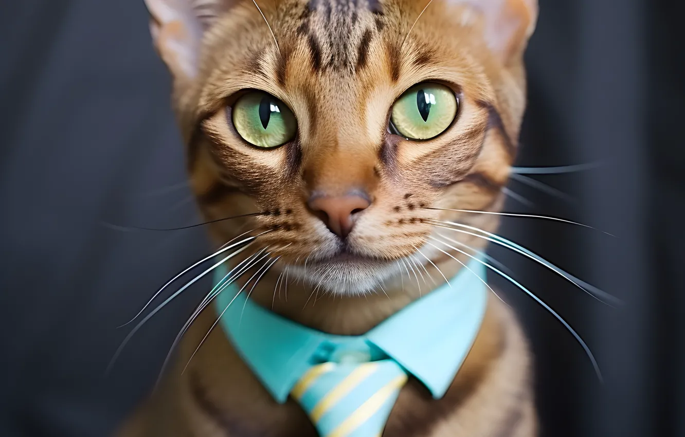 Photo wallpaper cat, cat, mustache, look, face, pose, blue, portrait