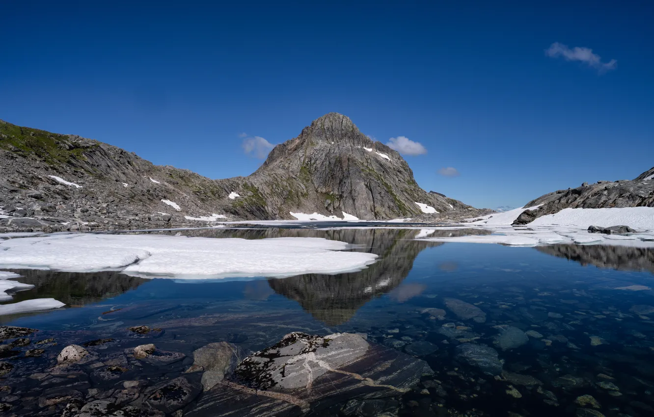 Photo wallpaper mountains, nature, lake, Norway, The Lofoten Islands, Lake Trevatnan