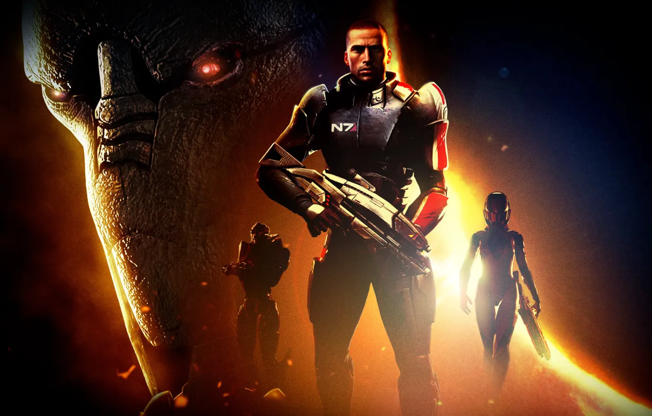 Photo wallpaper mass effect, shepard, saren arterius