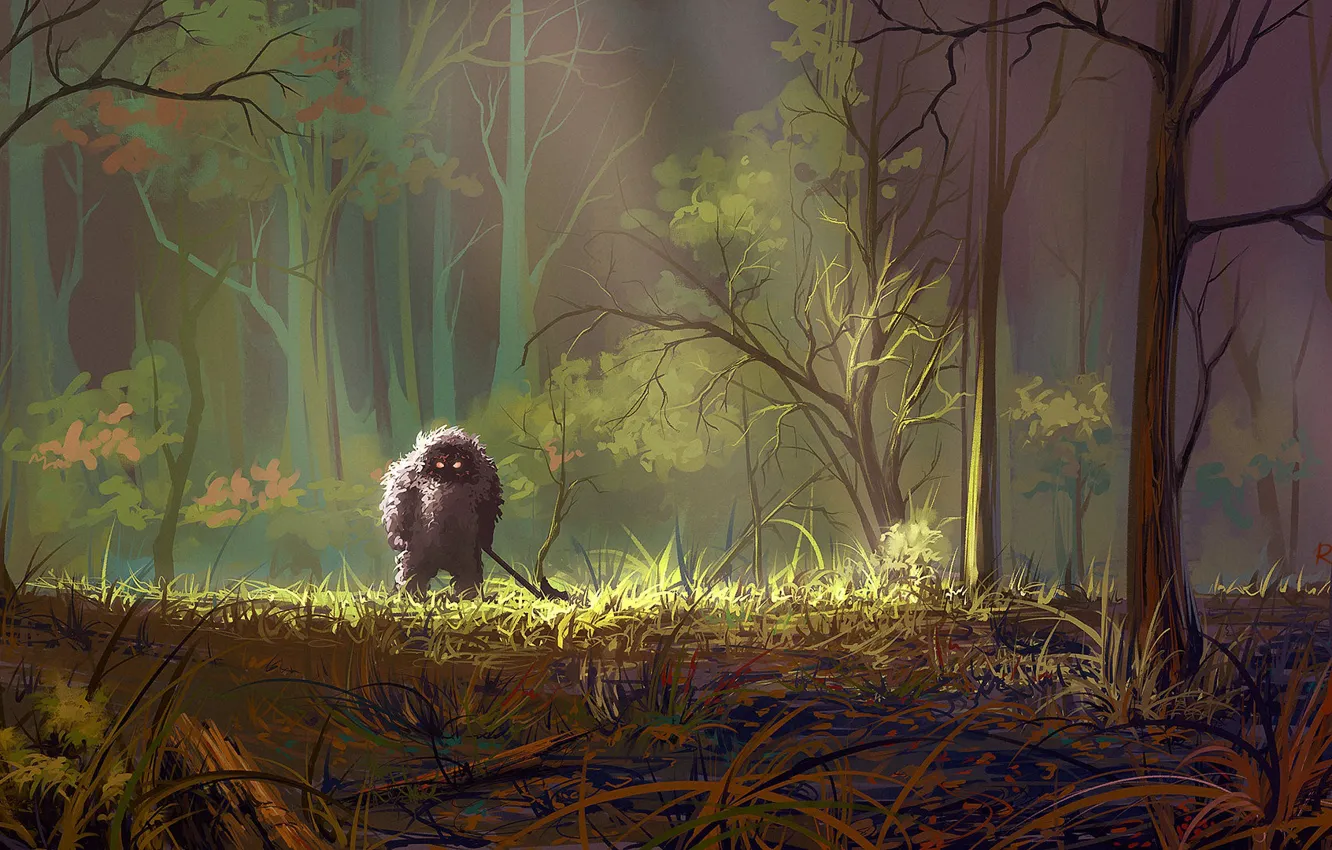 Photo wallpaper forest, trees, monster, being, art, beast, forest, art