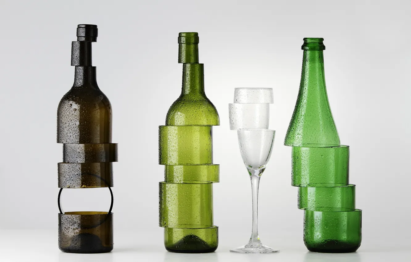 Photo wallpaper glass, bottle, cutting, Sculpture Bottle