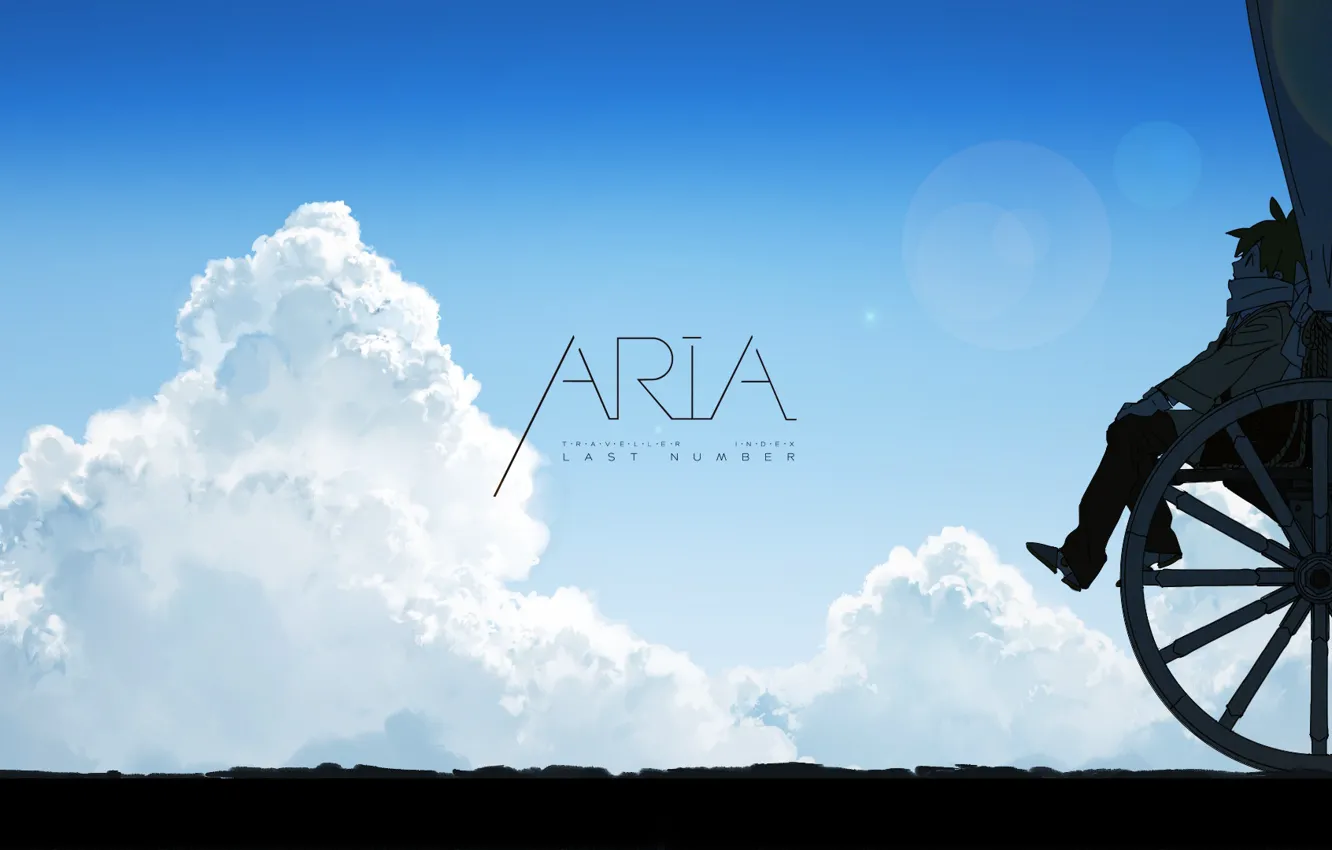 Photo wallpaper girl, sky, anime, clouds, mood, Aria, wagon, wheel