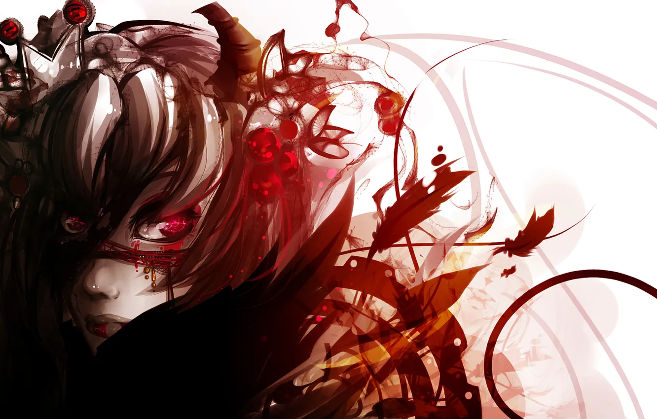 Photo wallpaper look, girl, decoration, squirt, red eyes