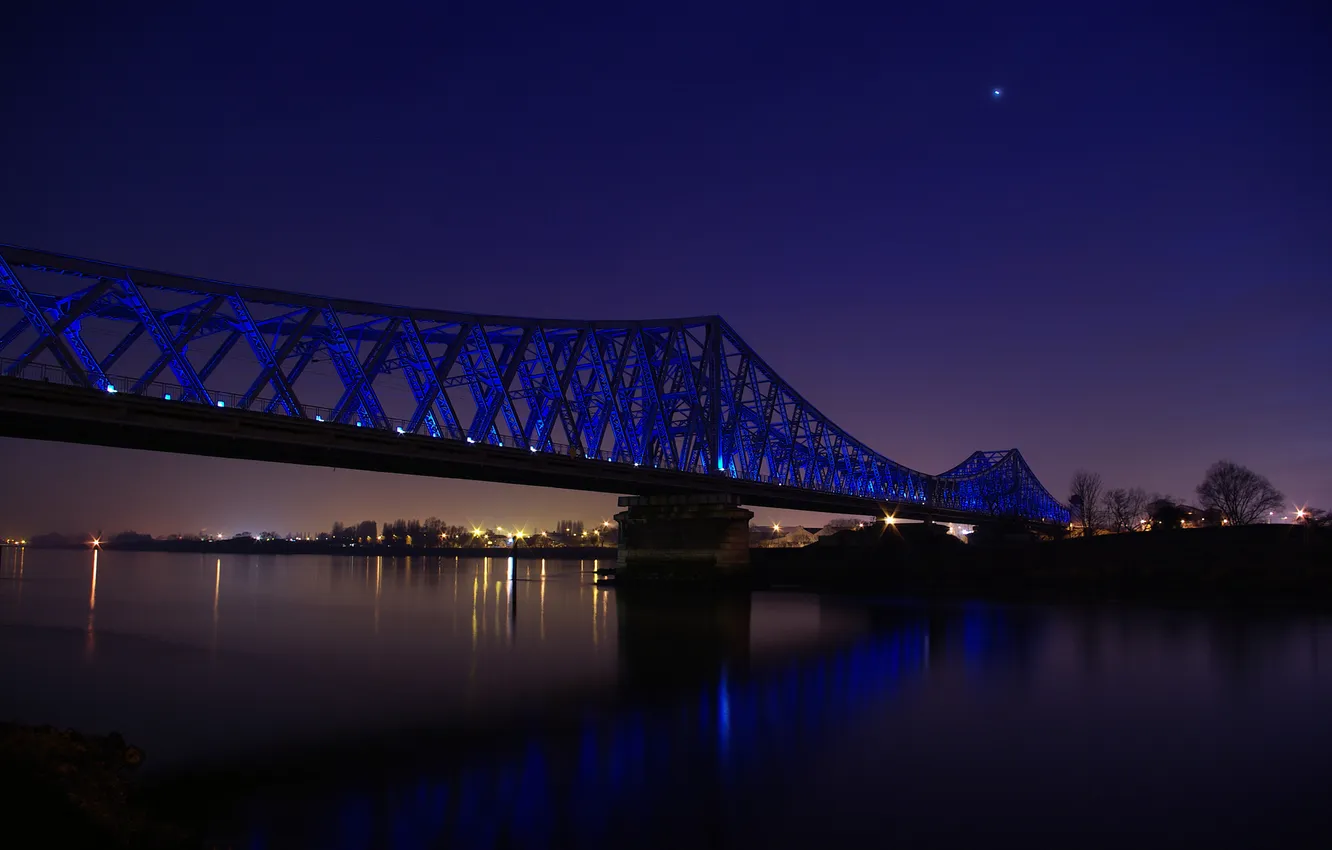 Photo wallpaper the sky, water, light, night, bridge, the city, lights, river