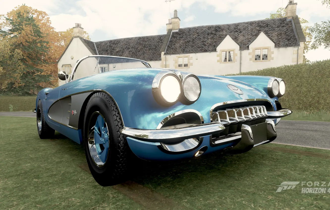 Photo wallpaper Corvette, Blue, Forza Horizon 4