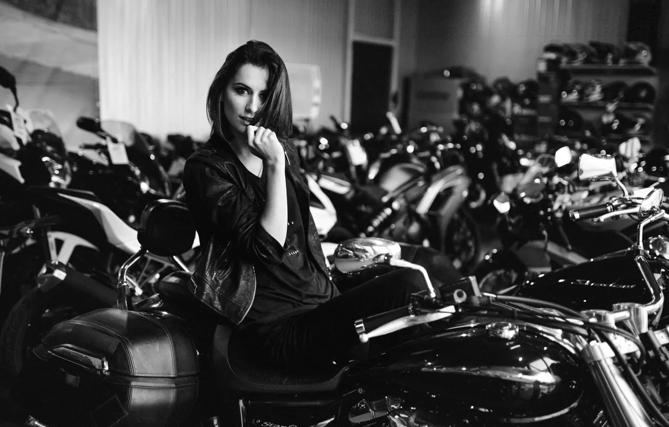 Photo wallpaper girl, beauty, motocycles