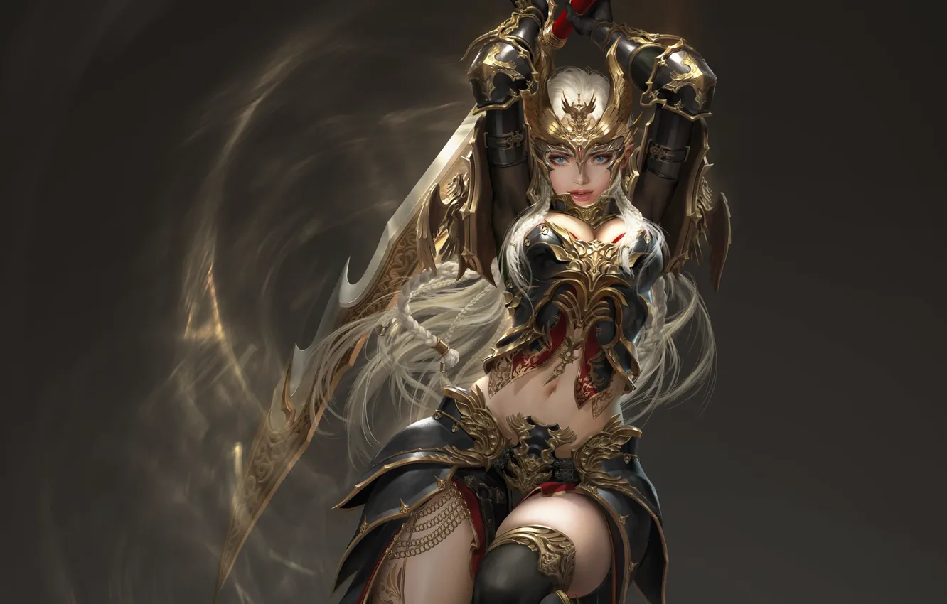 Photo wallpaper girl, weapons, background, League of Angels