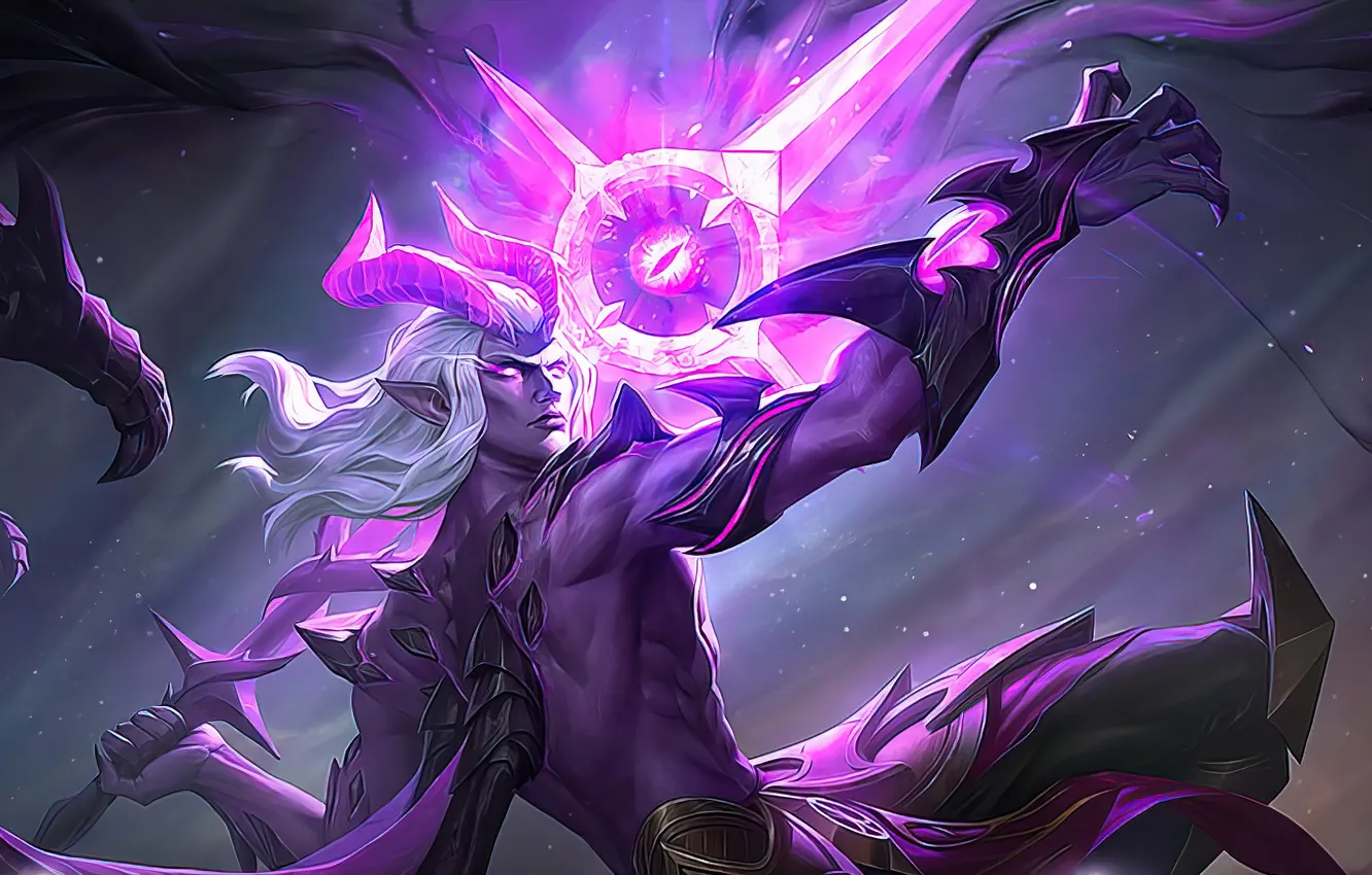 Photo wallpaper magic, the demon, fantasy, male, spear, Mobile Legends: Bang Bang!, Moskov