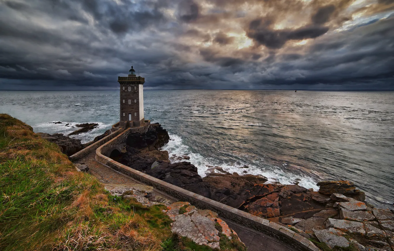 Photo wallpaper the sky, coast, lighthouse