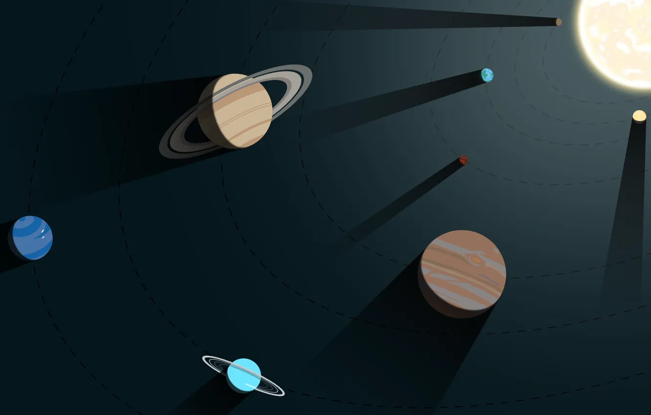 Photo wallpaper space, universe, Saturn, Earth, sun, digital art, artwork, sunlight