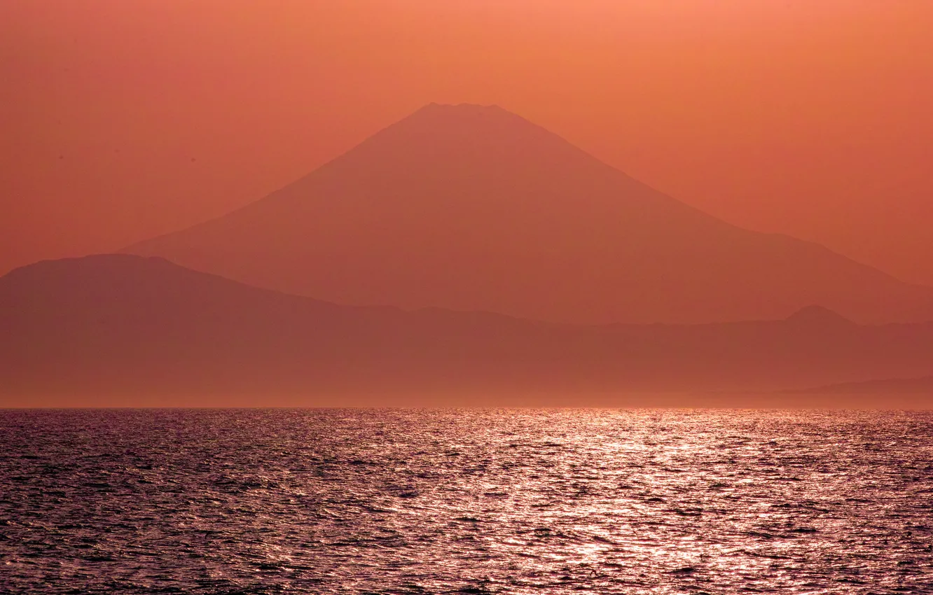 Photo wallpaper sea, the sky, surface, mountain, the volcano, Japan, Fuji