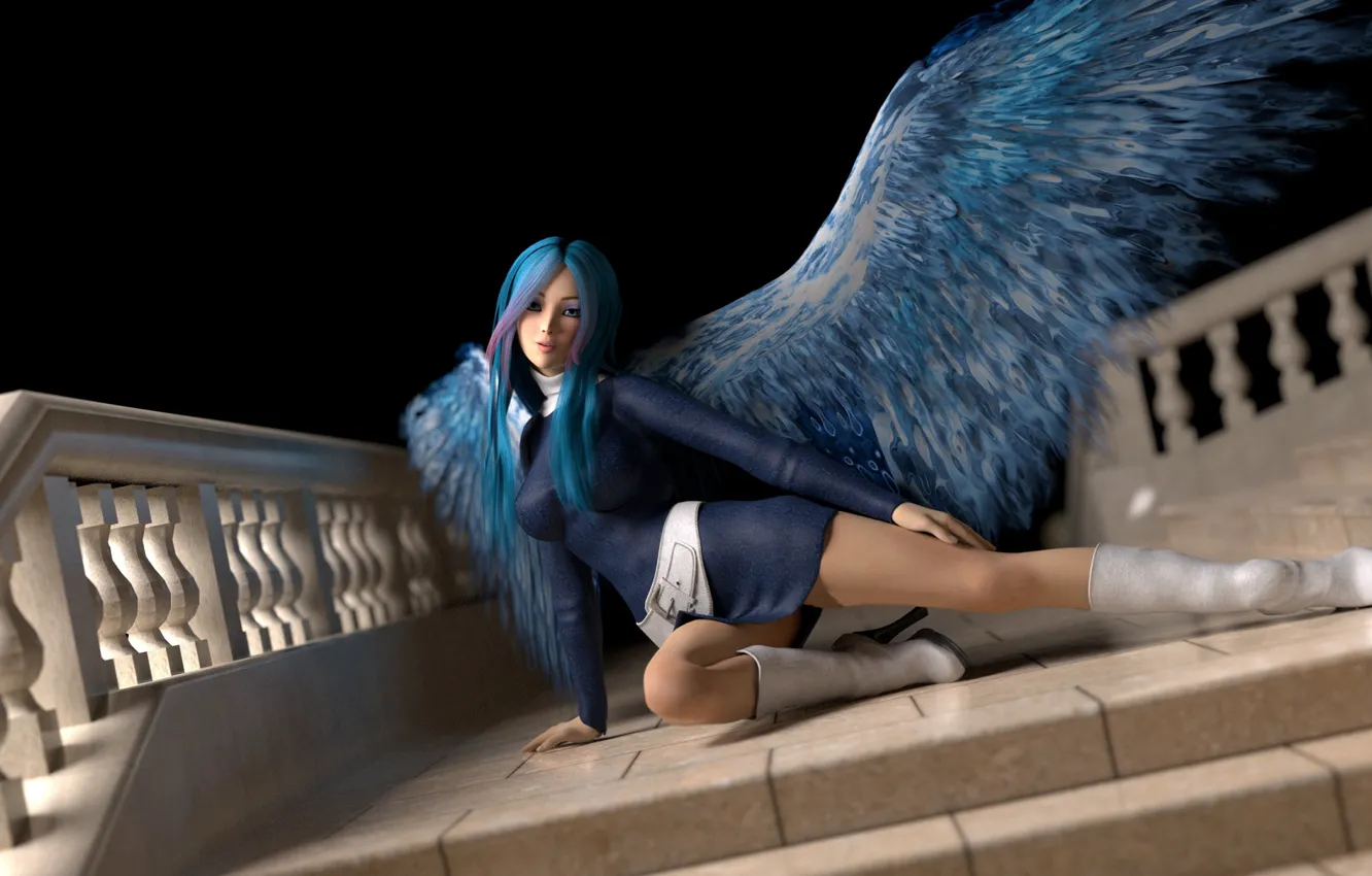 Photo wallpaper girl, wings, angel