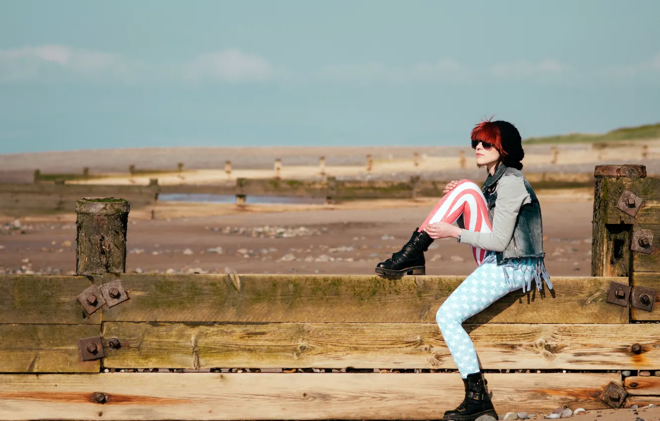 Photo wallpaper girl, background, the fence