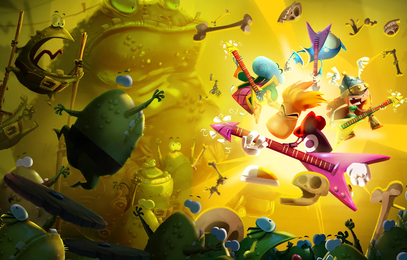 Photo wallpaper each, guitar, monster, bones, Rayman legends, BOS.