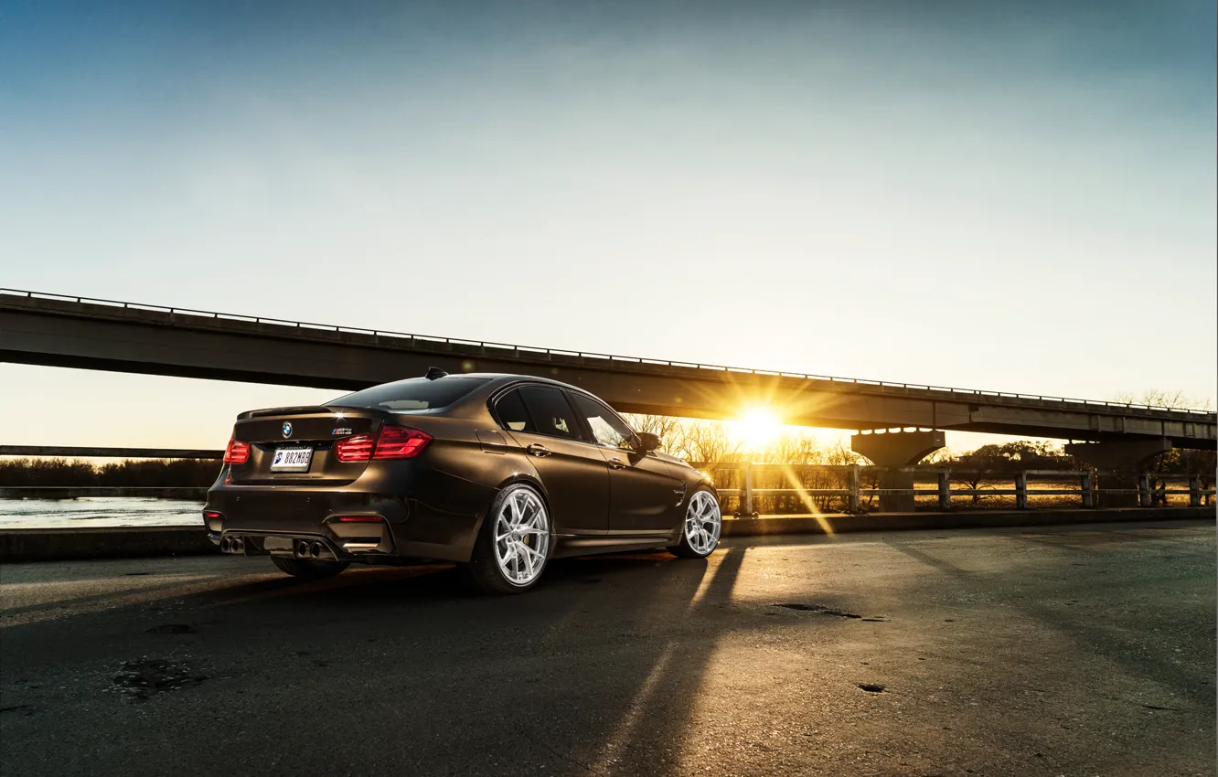 Photo wallpaper BMW, Car, Sky, Sunset, Brown, Rear, F80