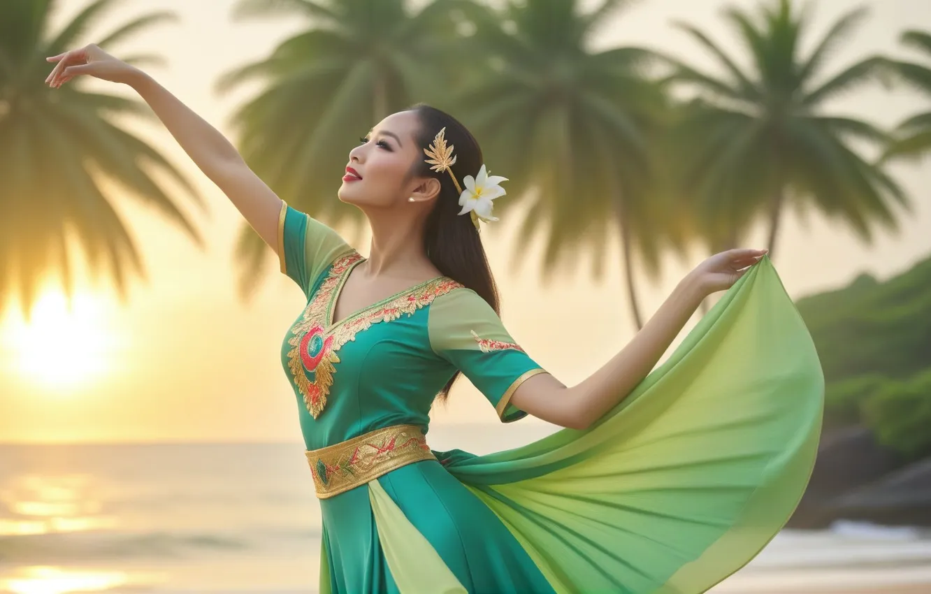 Photo wallpaper girl, movement, dance