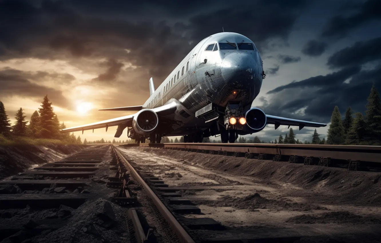 Photo wallpaper the plane, AI art, neural network