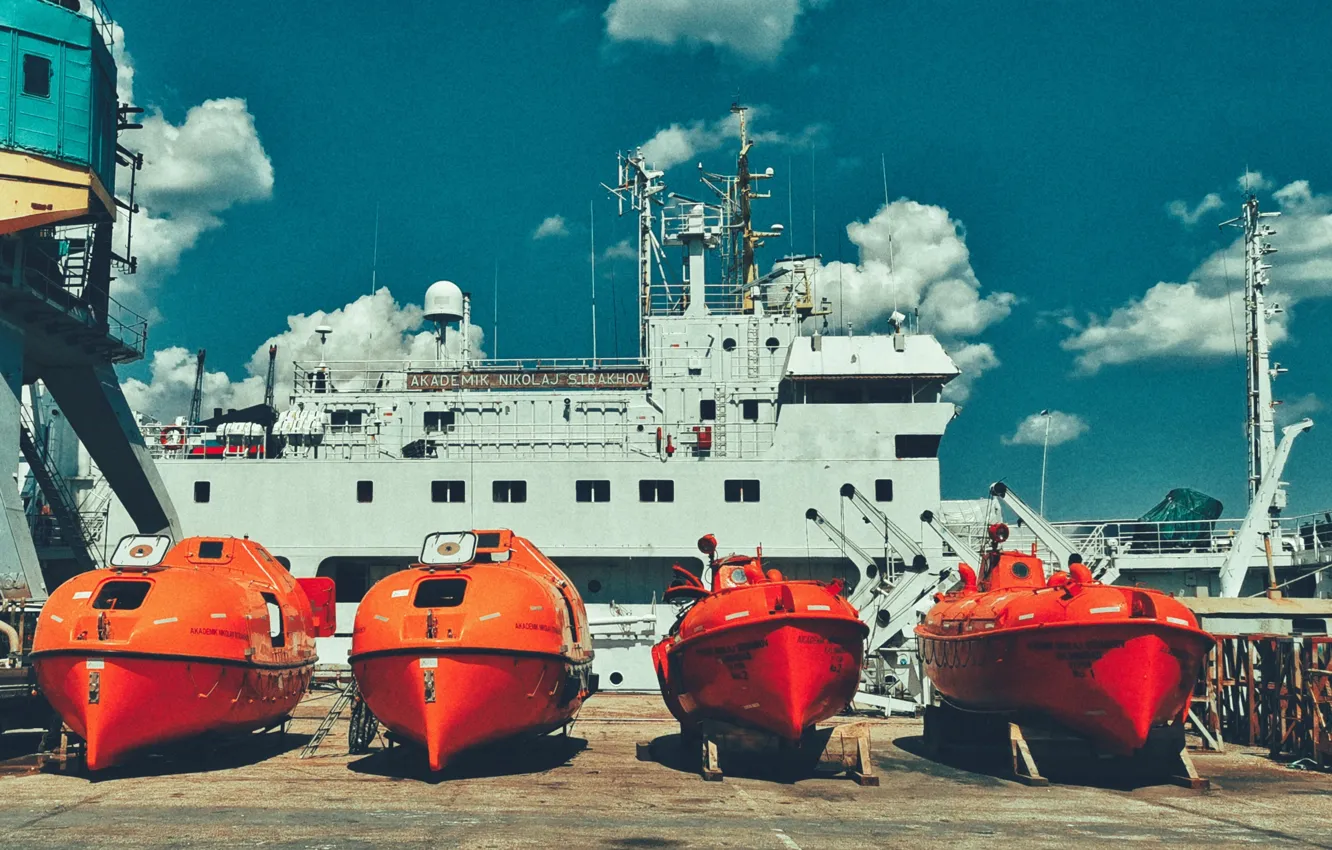 Photo wallpaper sea, river, ship, boat