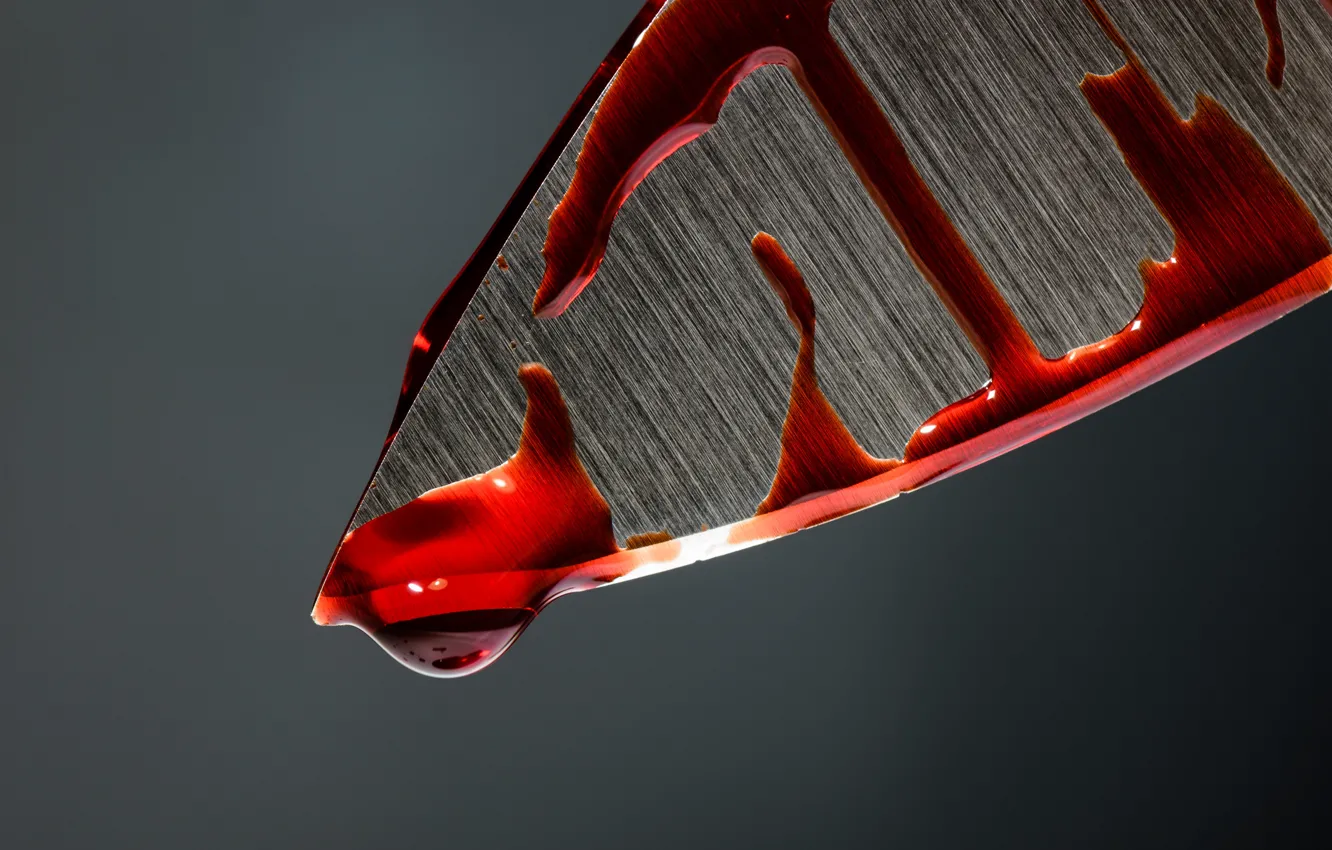 Photo wallpaper macro, blood, knife