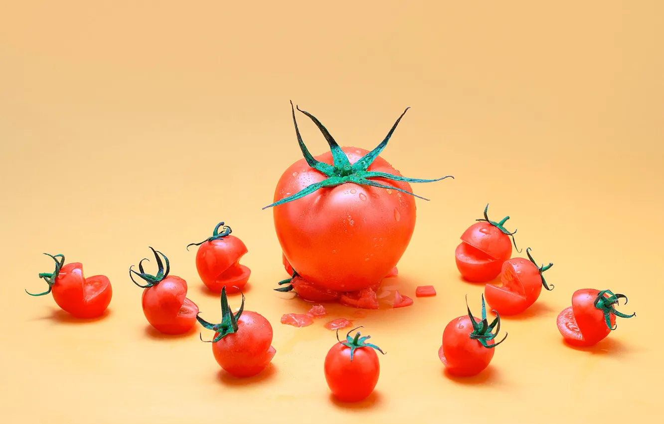 Photo wallpaper drops, red, loss, baby, giant, tomatoes, Creek, tomatoes