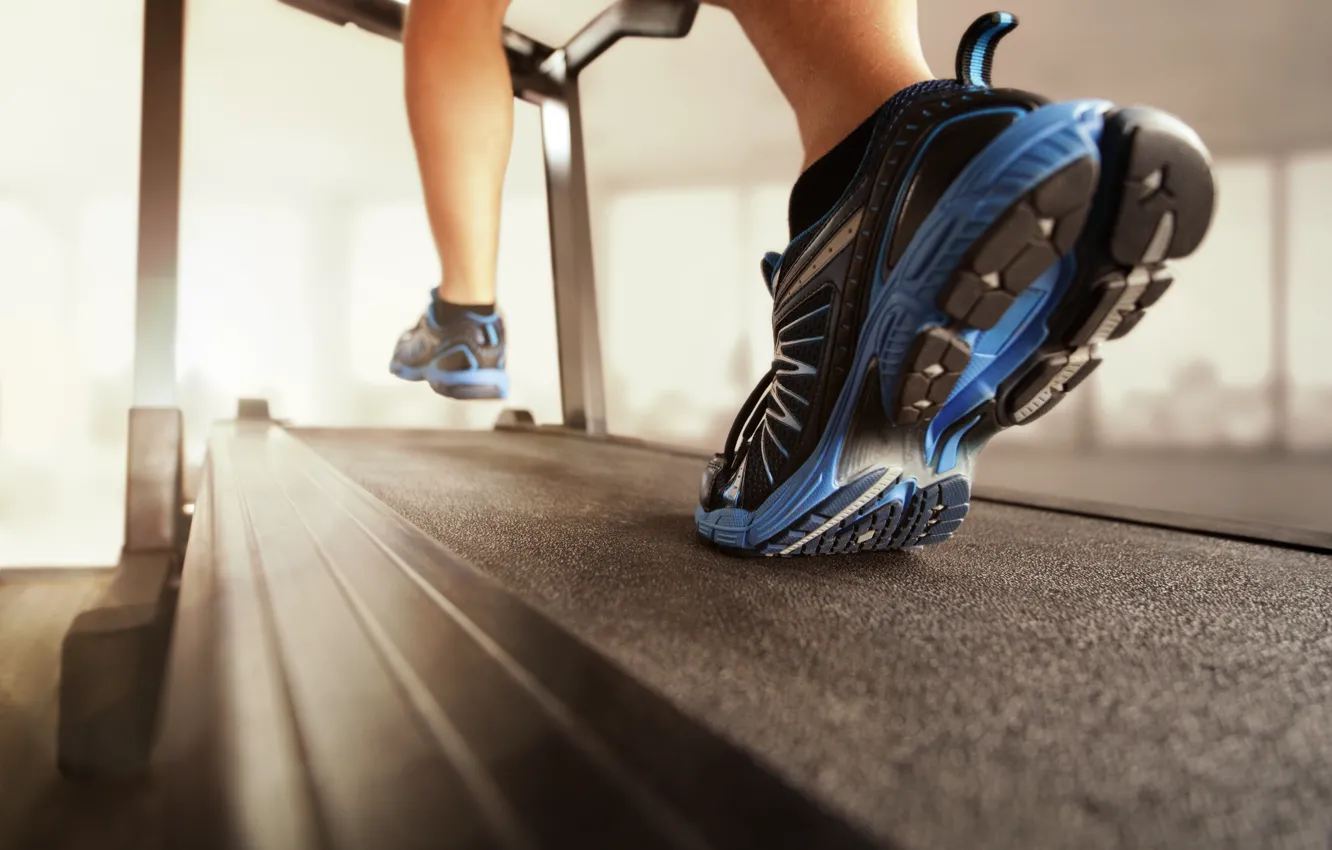 Photo wallpaper shoes, gym, running on treadmill