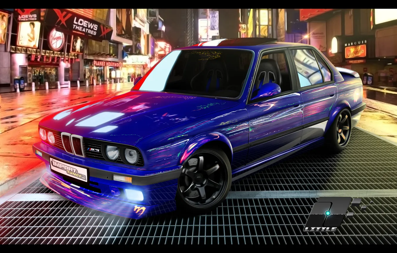 Photo wallpaper machine, night, street, tuning, bmw, BMW, tuning, e30