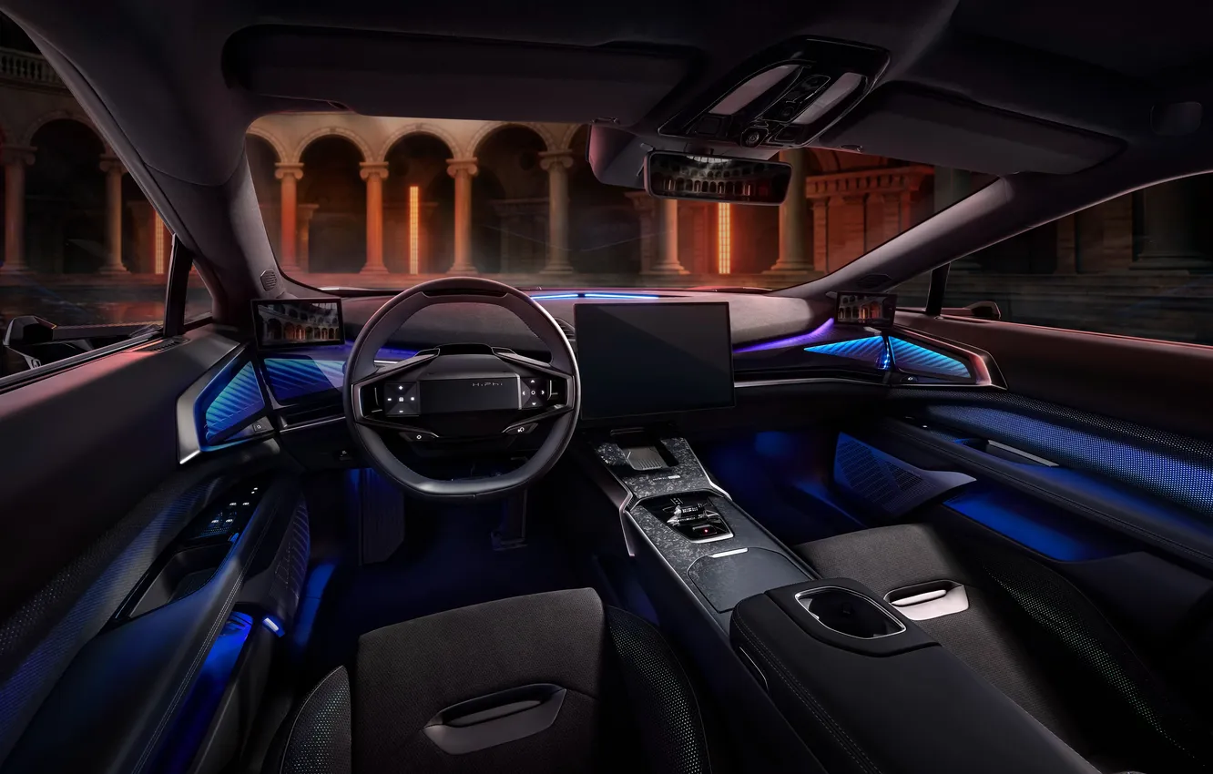 Photo wallpaper interior, the wheel, salon, control panel