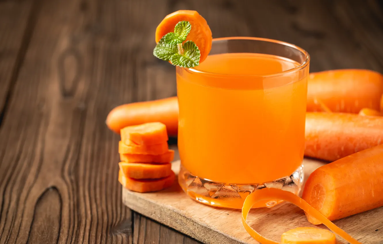 Photo wallpaper glass, juice, carrots, vitamins, carrot juice