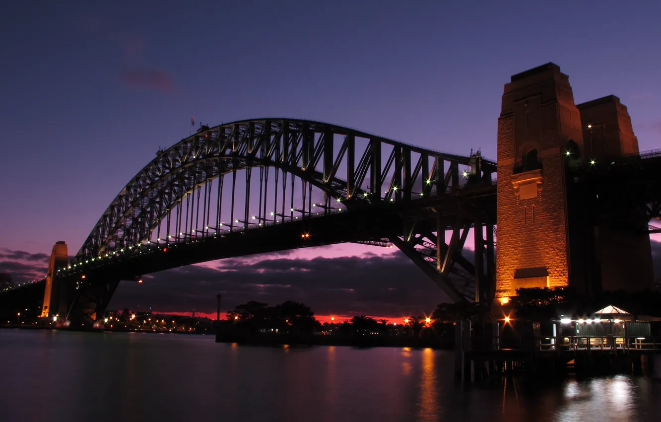 Photo wallpaper bridge, the city, the evening, Australia, Sydney