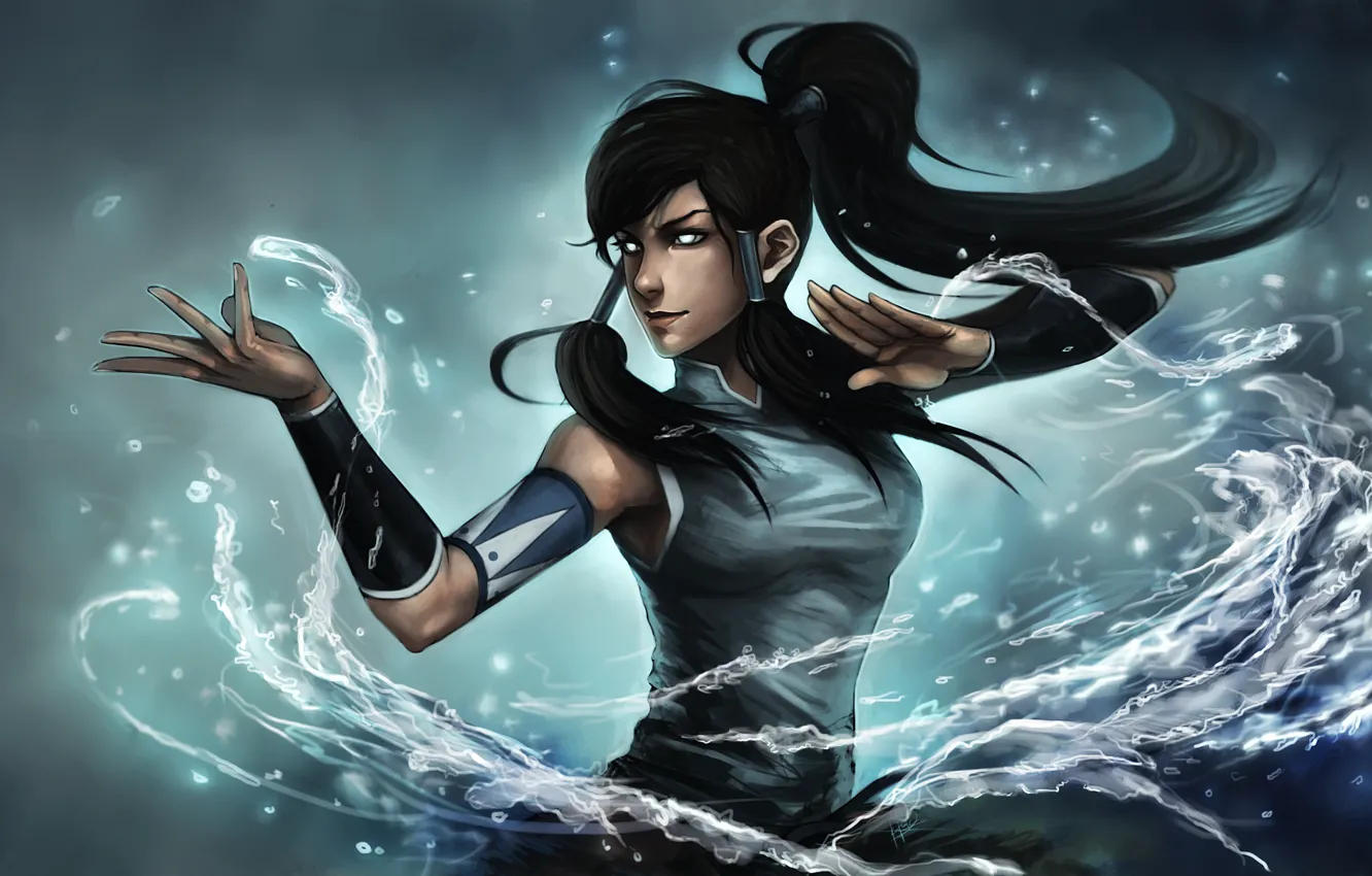 Photo wallpaper eyes, water, girl, art, ninjatic, avatar: the legend of korra, times