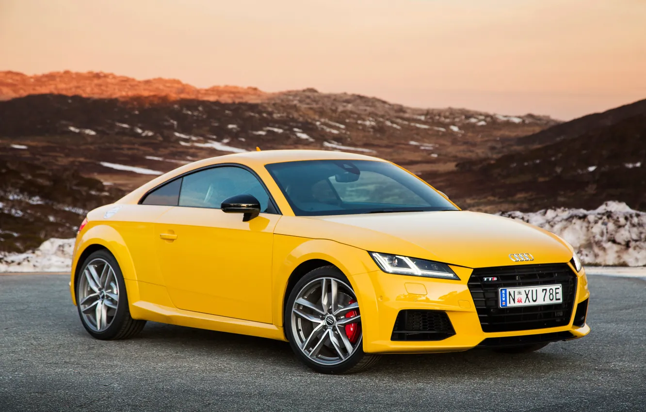 Photo wallpaper Audi, Audi, coupe, yellow, TTS
