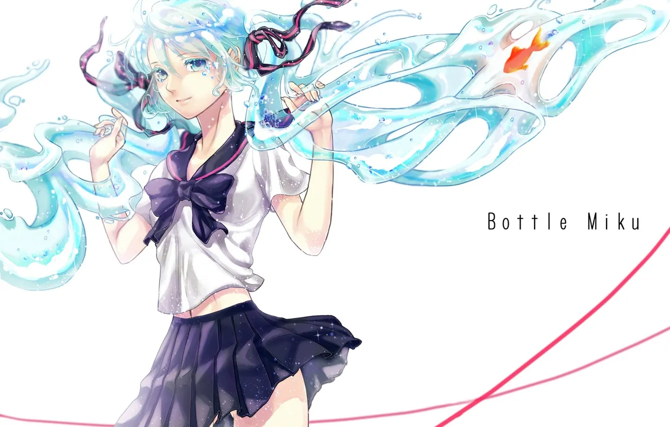 Photo wallpaper water, girl, fish, art, form, schoolgirl, vocaloid, Vocaloid