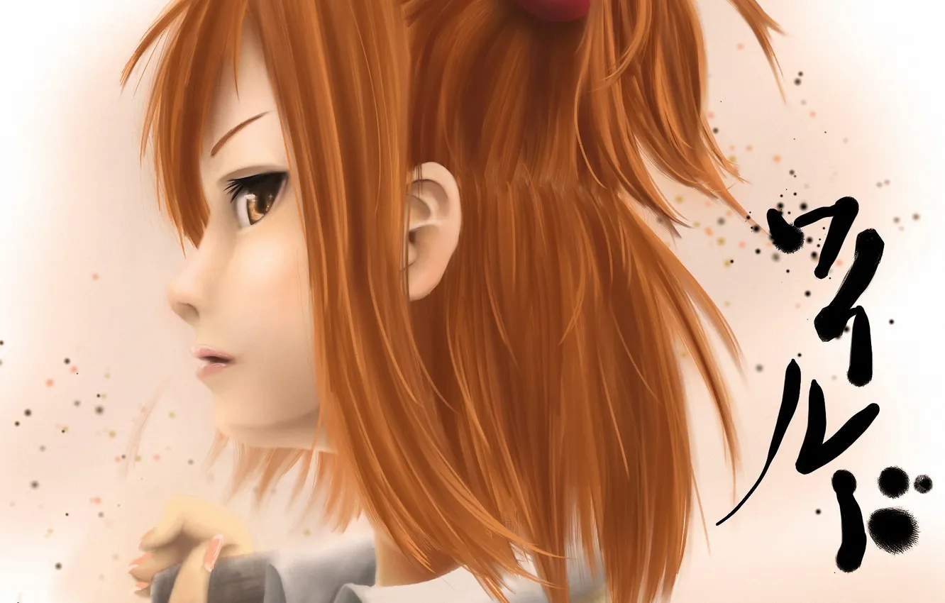 Photo wallpaper girl, art, characters, blots, red, wanduoying, kurahashi riko, love lab