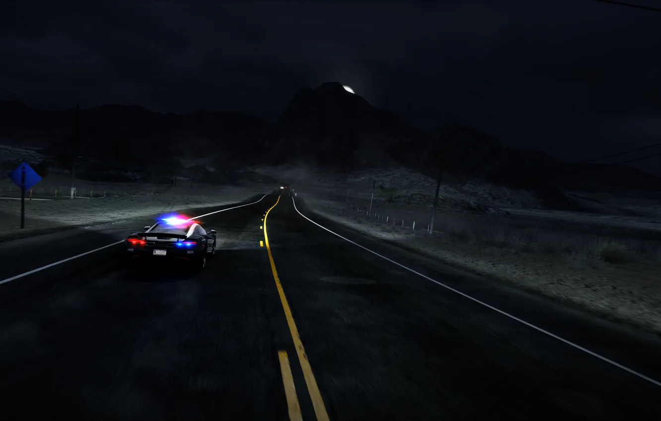 Photo wallpaper machine, night, track, police, need for speed, nfs, hot pursuit