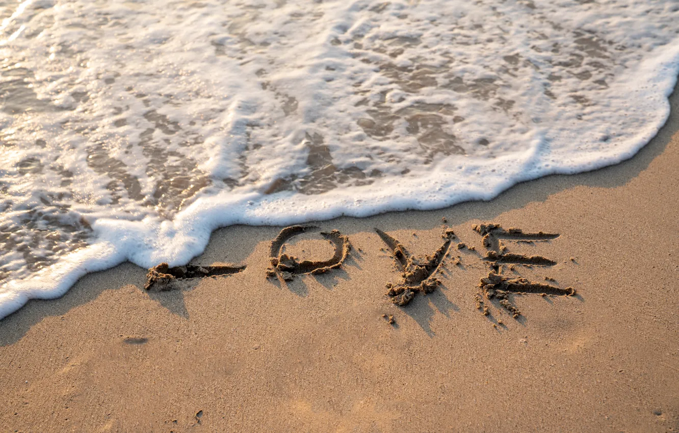 Photo wallpaper sand, beach, love, love, beach, sea, romantic, sand