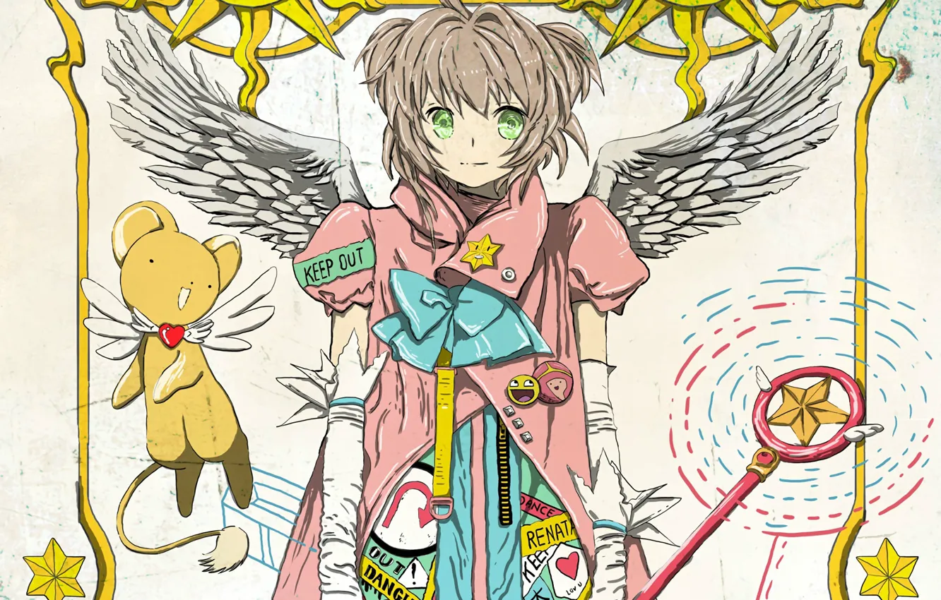 Photo wallpaper the sun, stars, icon, being, gloves, rod, sorceress, green eyes