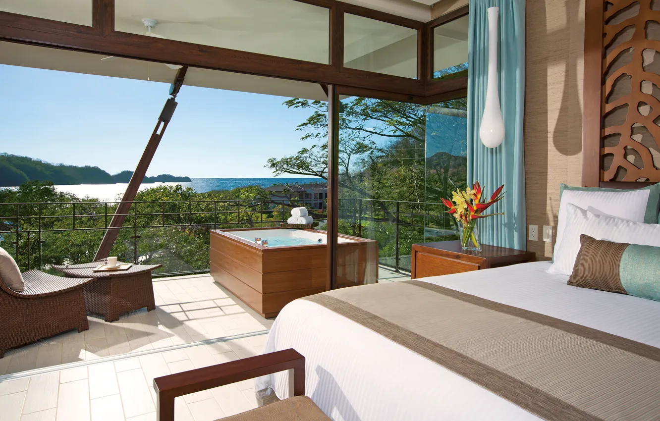 Photo wallpaper room, bathroom, the hotel, resort, terrace, Costa Rica, suite, Costa Rica