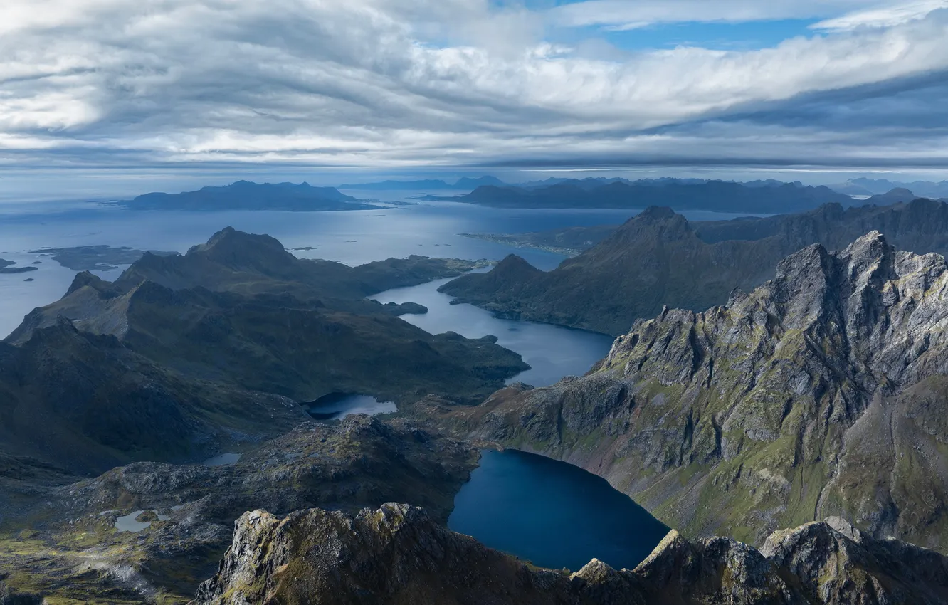 Photo wallpaper Nature, Mountains, Norway, The fjord, Vesteralen
