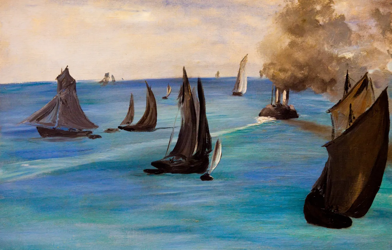 Photo wallpaper sea, boat, sail, seascape